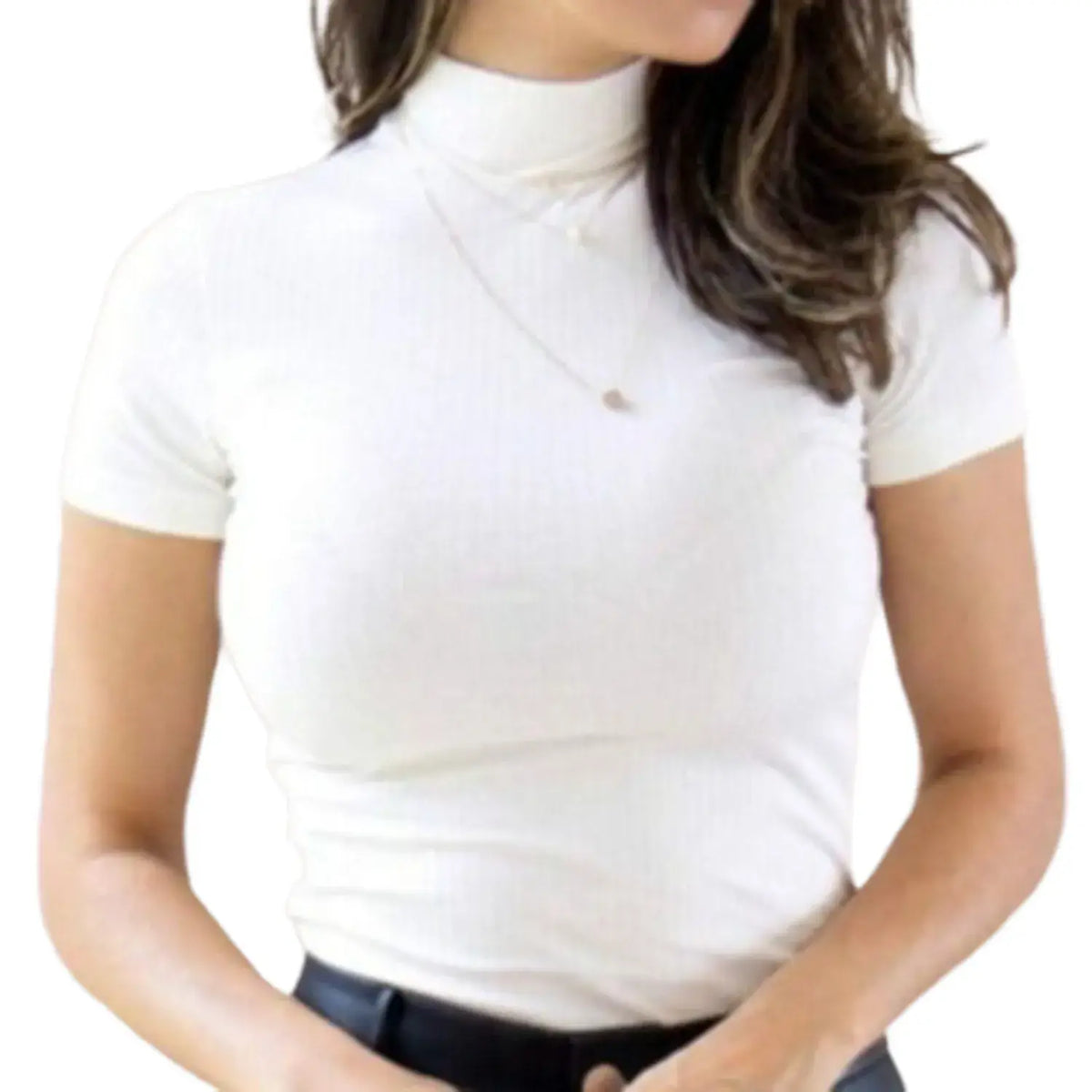 Blusa Feminina Gola Alta e Manga Curta