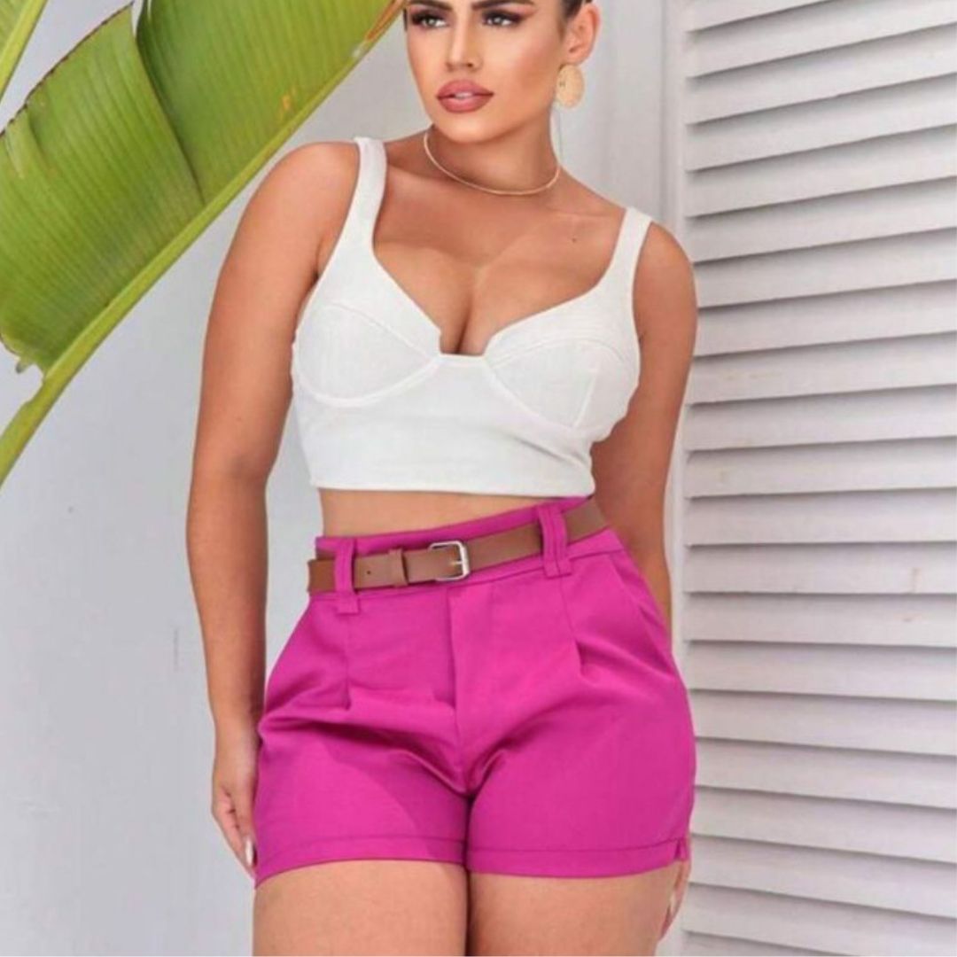 Short Alfaiataria Feminino com Cinto Ajustável